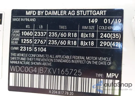 2019 Mercedes-Benz Glc 300 z USA, uszkodzony, nr VIN WDC0G4JB7KV165725